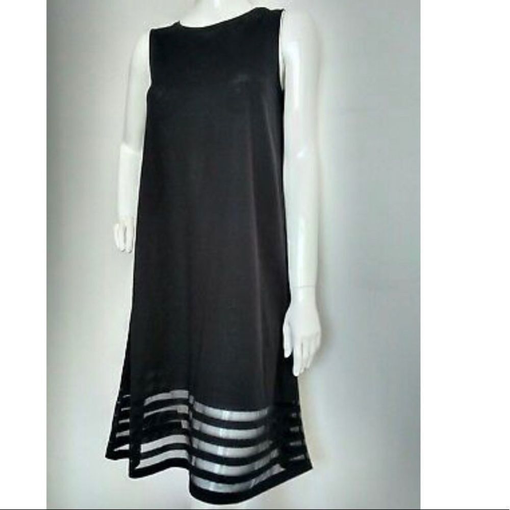 COS Black Sleeveless A-Line Dress with sheer accents at hem Size XS - Picture 15 of 15
